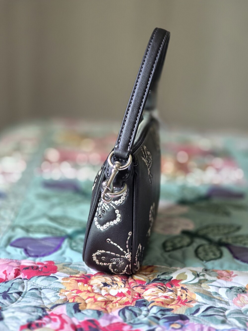 *NWT* COACH Nolita 19 With Sparkly Butterfly Print In Black - Picture 10 of 14
